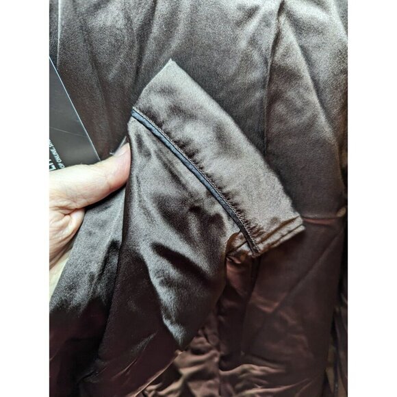 Pretty Little Thing Tall Women's Size 8 Brown Silky Long Sleeve Pajama Blouse - Picture 7 of 10